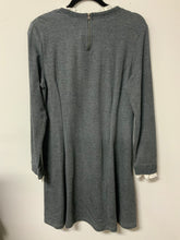 Load image into Gallery viewer, Elaine (L) grey, white ruffle dress NWT
