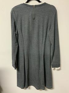 Elaine (L) grey, white ruffle dress NWT