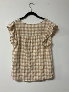 Mine (M) plaid shortsleeved shirt NWT