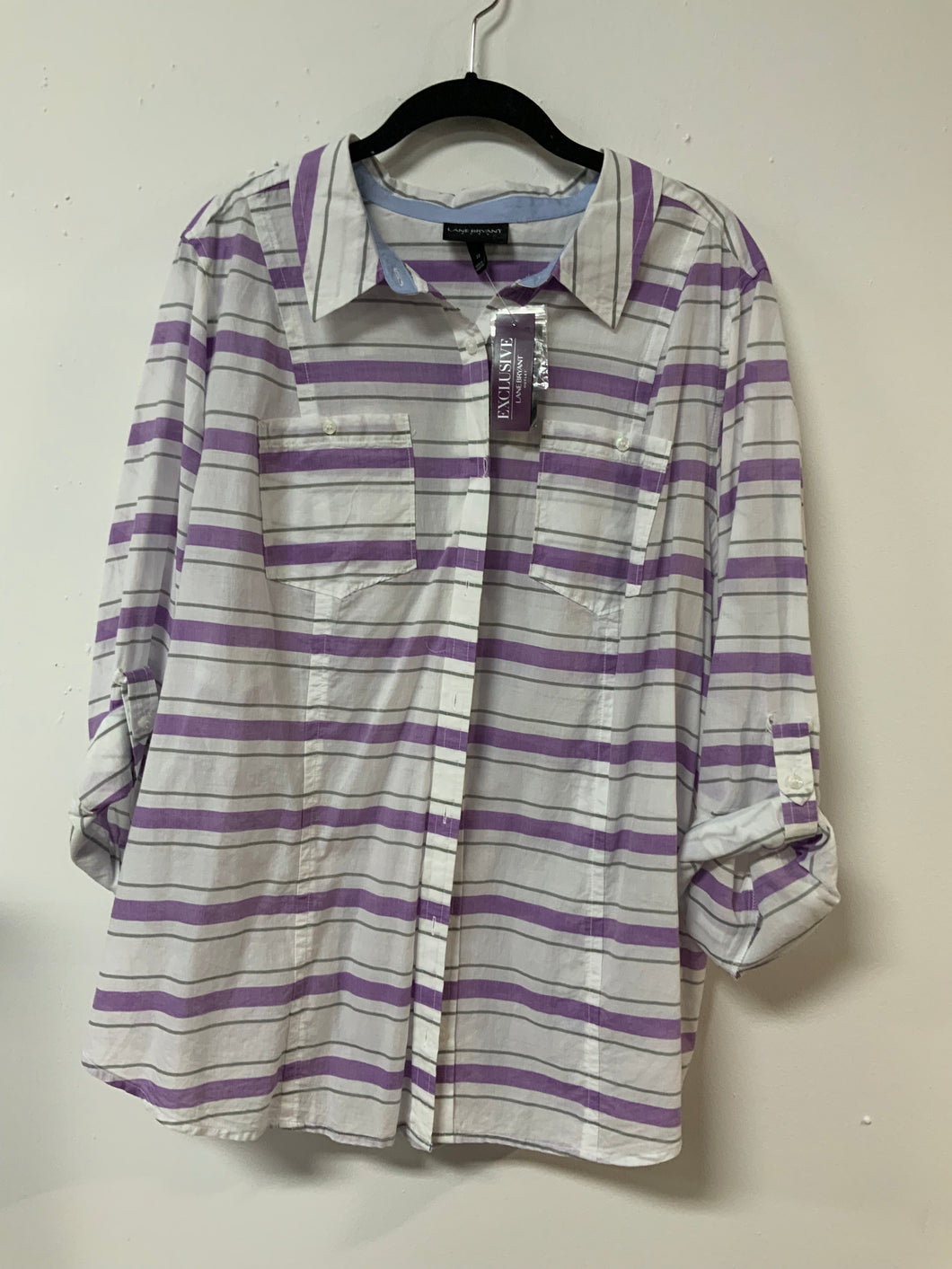 Lane (22) wh purp stripe NWT