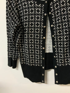 White House (L) black & white snap cardigan
