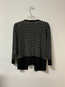 White House (L) black & white snap cardigan