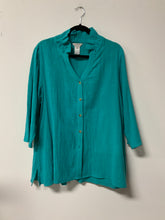 Load image into Gallery viewer, Multiples (L) turq ruffle neck NWT
