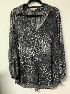 CAbi (S) black & white spot sheer long sleeve