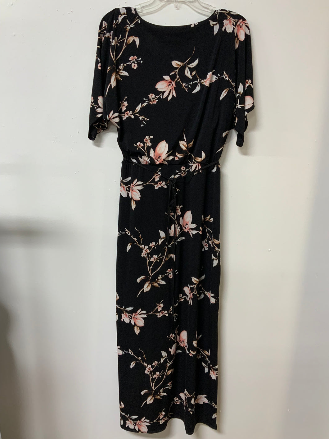 White House Black Market (S) black, peach flower maxi dress