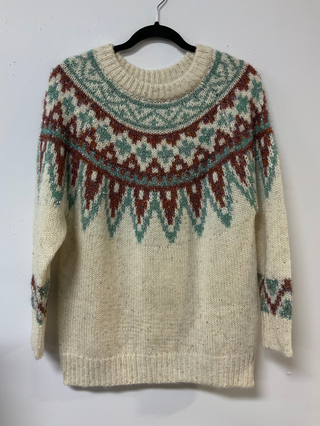 GeeGee (S) cream - green & red tinsel NWT