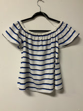 Load image into Gallery viewer, Adiva (S) wh blk blu stripe NWT
