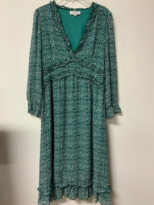 Luna (6) green, white dot dress