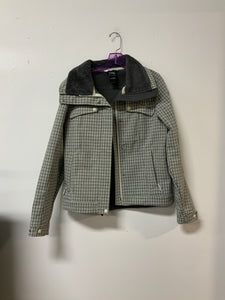 North Face (M) grey plaid coat