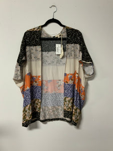 Mystree (S/M) blk flwr org shrug NWT