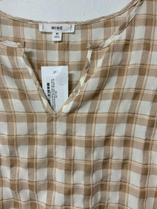 Mine (M) plaid shortsleeved shirt NWT