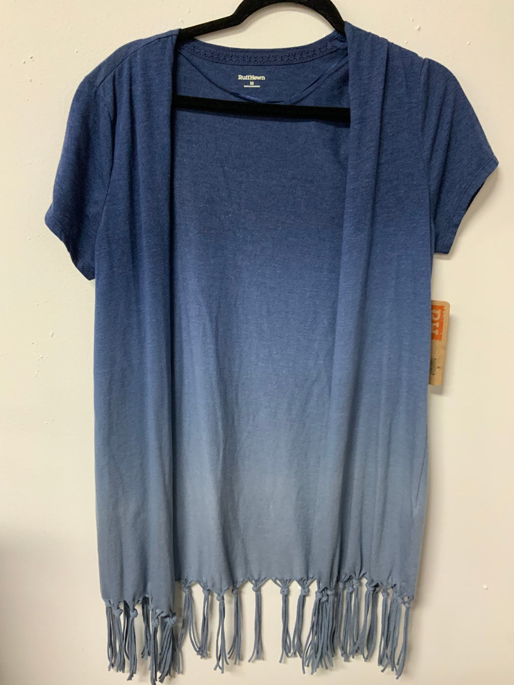 Ruffhewn (M) blue fade fringe cardigan NWT