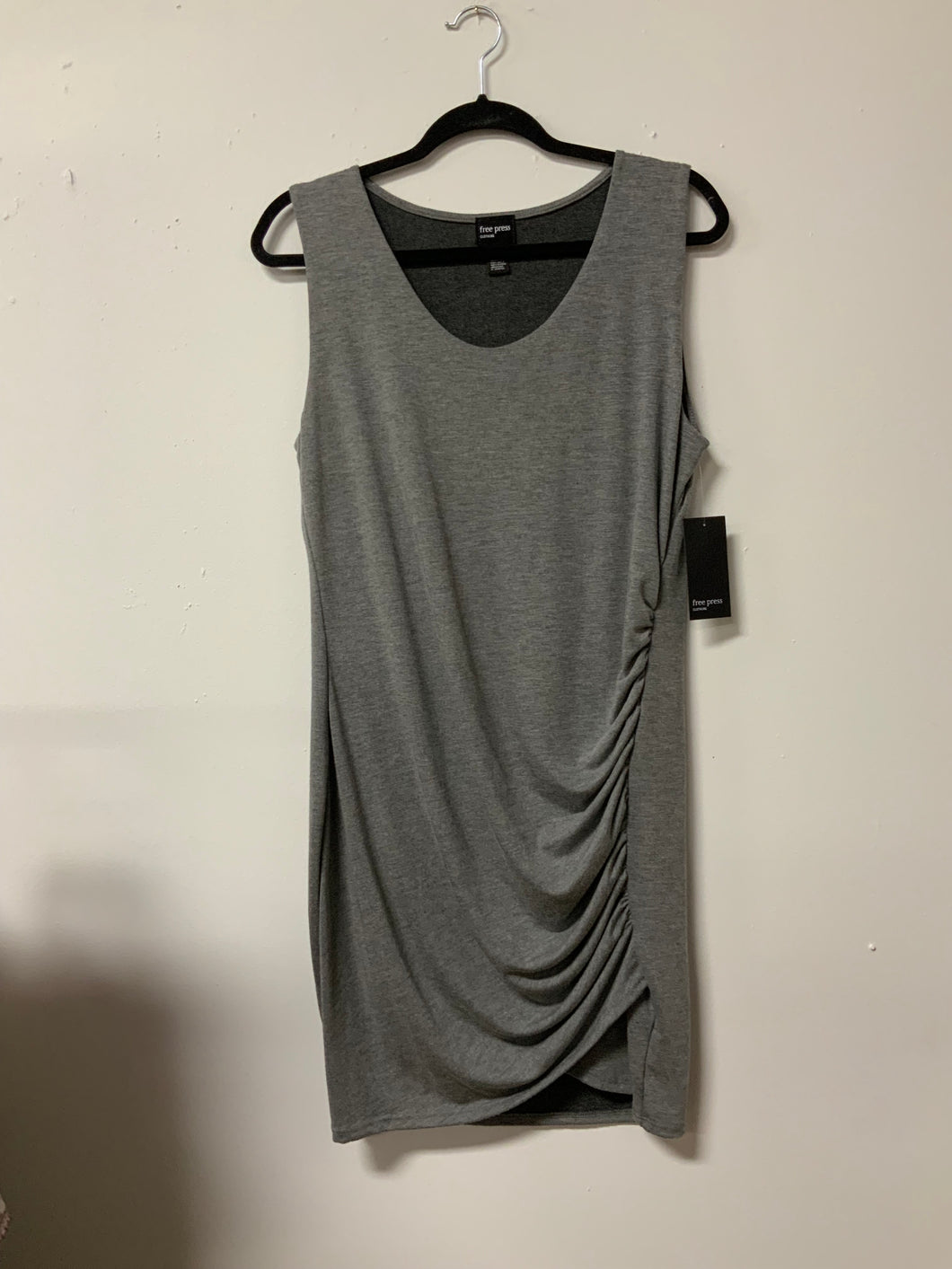Free Press (L) Grey Side gather dress