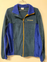Load image into Gallery viewer, Columbia (M) blue -2 tone- gold zipper jacket
