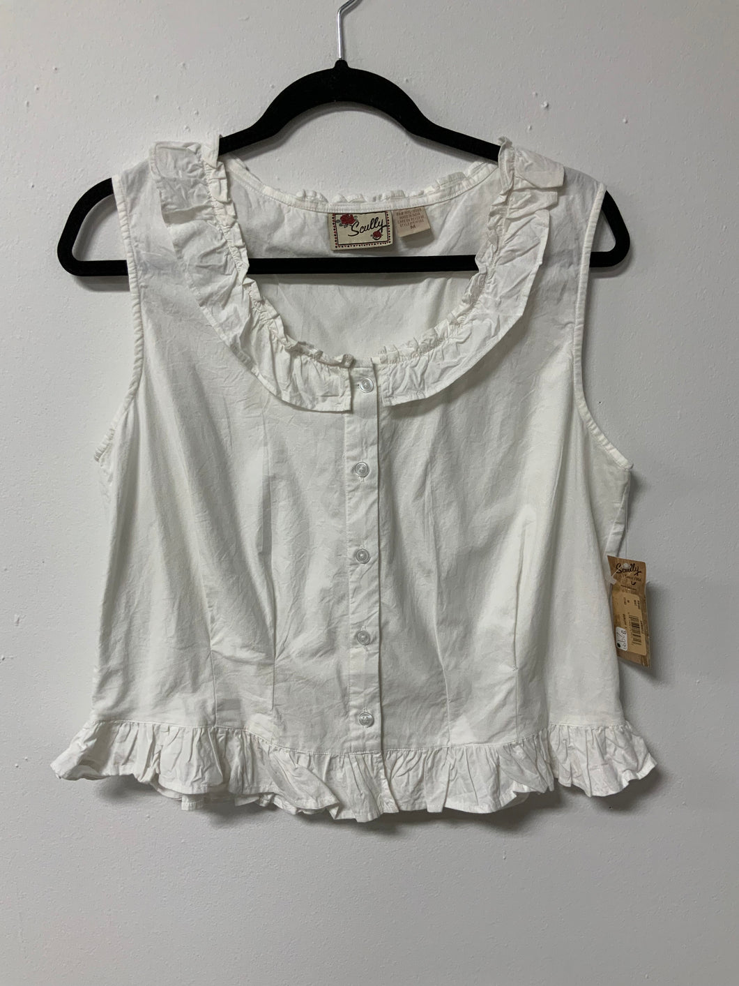 Scully (M) wh ruffle neck tank NWT