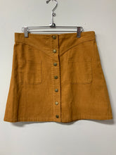 Load image into Gallery viewer, Love riche (L) gold corduroy snap skirt NWT
