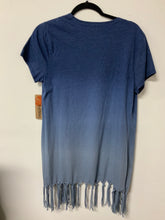 Load image into Gallery viewer, Ruffhewn (M) blue fade fringe cardigan NWT
