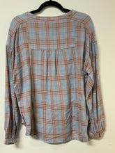 Load image into Gallery viewer, OTT (M) blue &amp; pink ruffle flannel NWT
