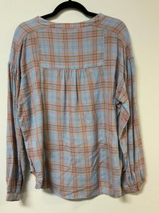 OTT (M) blue & pink ruffle flannel NWT