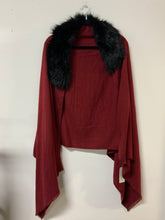 Load image into Gallery viewer, Eyeful (OS) maroon with fur poncho NWT
