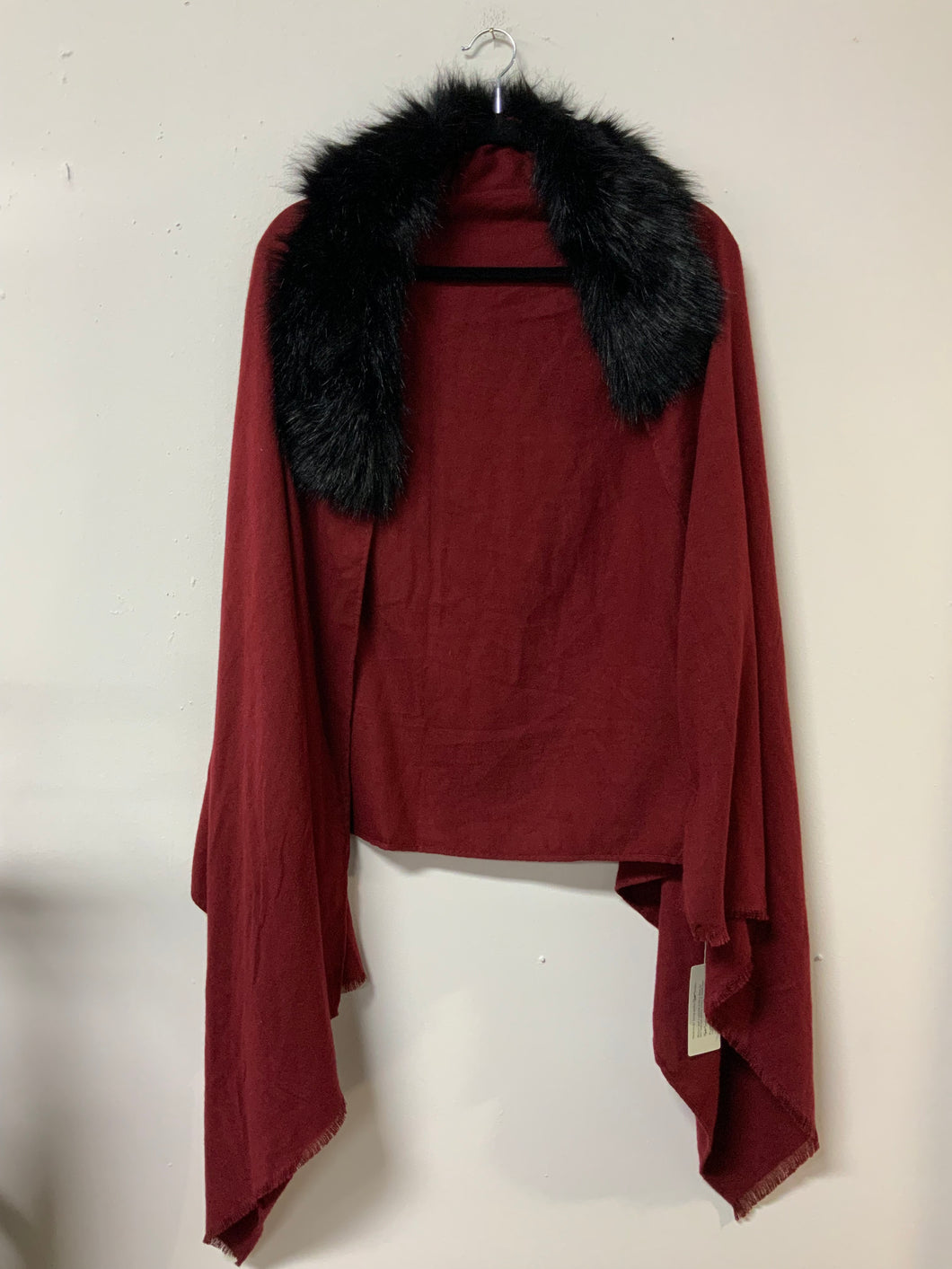 Eyeful (OS) maroon with fur poncho NWT