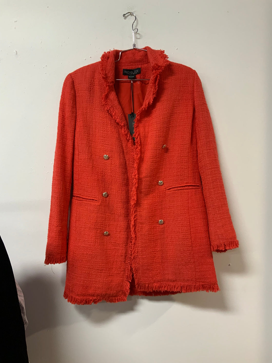 Rachel (M) red fray jacket NWT
