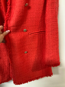Rachel (M) red fray jacket NWT