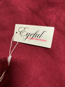 Eyeful (OS) maroon with fur poncho NWT