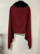 Load image into Gallery viewer, Eyeful (OS) maroon with fur poncho NWT
