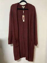 Load image into Gallery viewer, Charlie Paige (M) maroon long cardigan NWT

