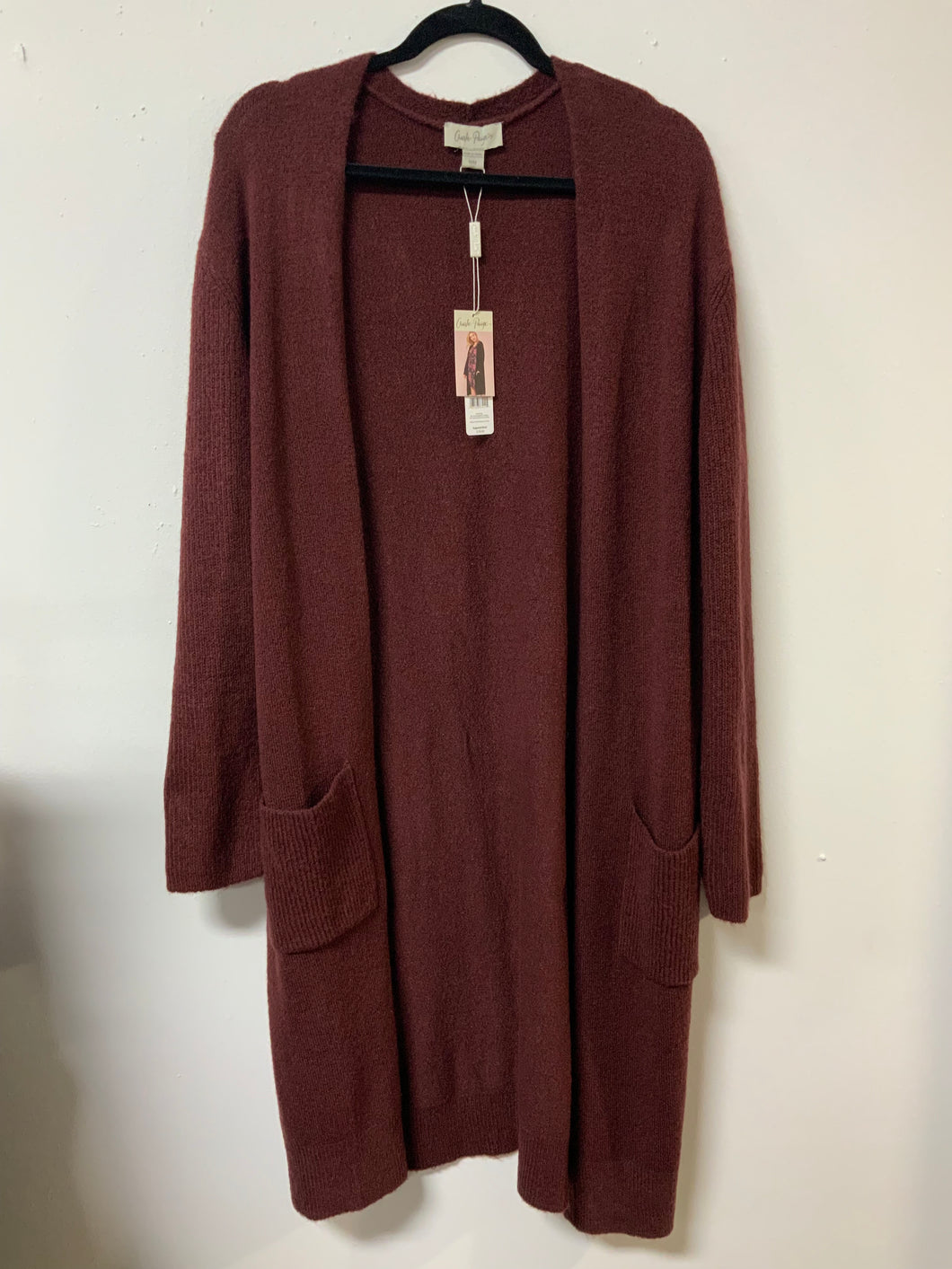 Charlie Paige (M) maroon long cardigan NWT