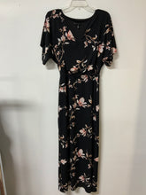 Load image into Gallery viewer, White House Black Market (S) black, peach flower maxi dress
