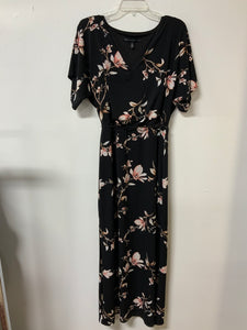 White House Black Market (S) black, peach flower maxi dress