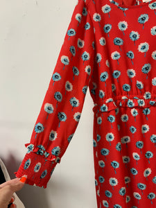 J Crew (6) red Blue Flwr Dress