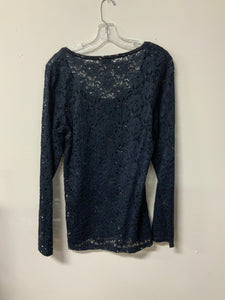 Vanity (L) Navy lace top NWT
