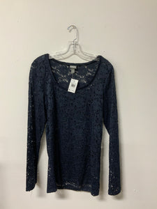 Vanity (L) Navy lace top NWT