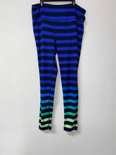 Load image into Gallery viewer, Athleta blue and green striped leggings size LT
